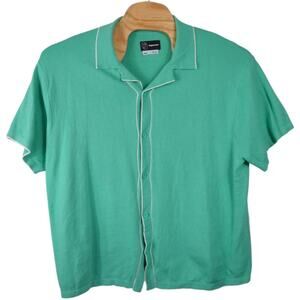 Original Use Green Button-Up Shirt XXL – Retro Camp Collar Style